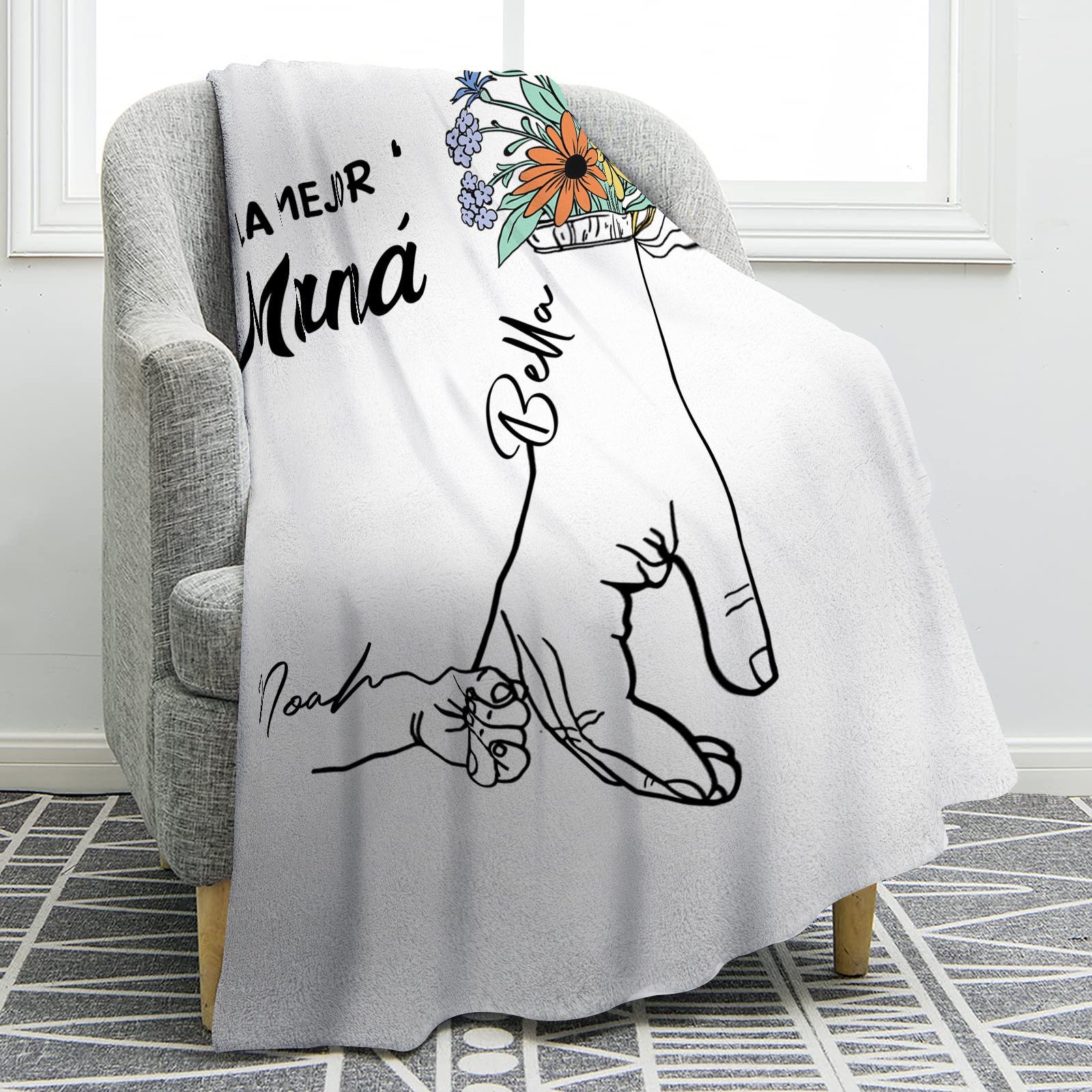 A mi mamá-Manta de buen calidad mano con mano y personalizada con 2 nombres | Jessemade