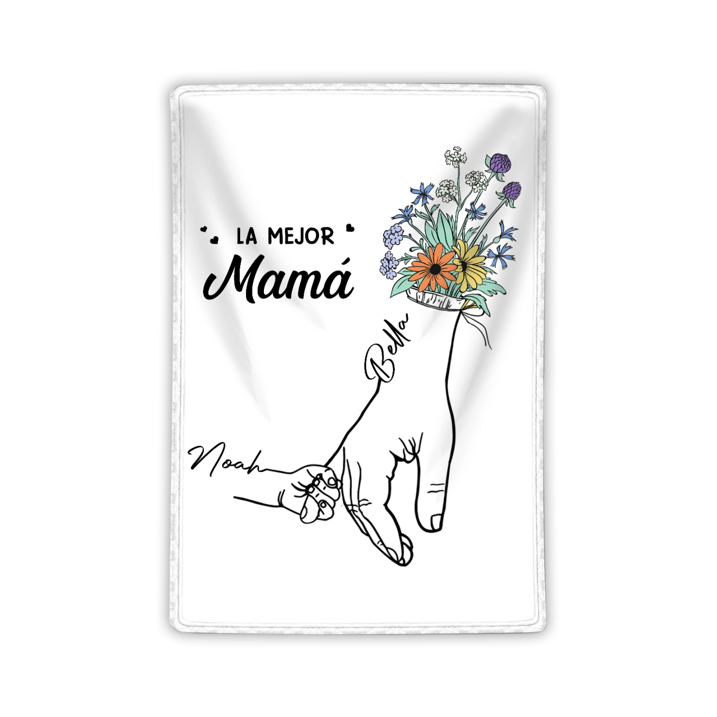 A mi mamá-Manta de buen calidad mano con mano y personalizada con 2 nombres | Jessemade