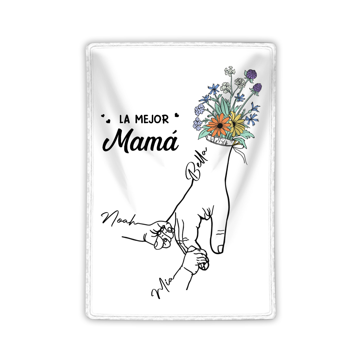 A mi mamá-Manta de buen calidad mano con mano y personalizada con 3 nombres | Jessemade