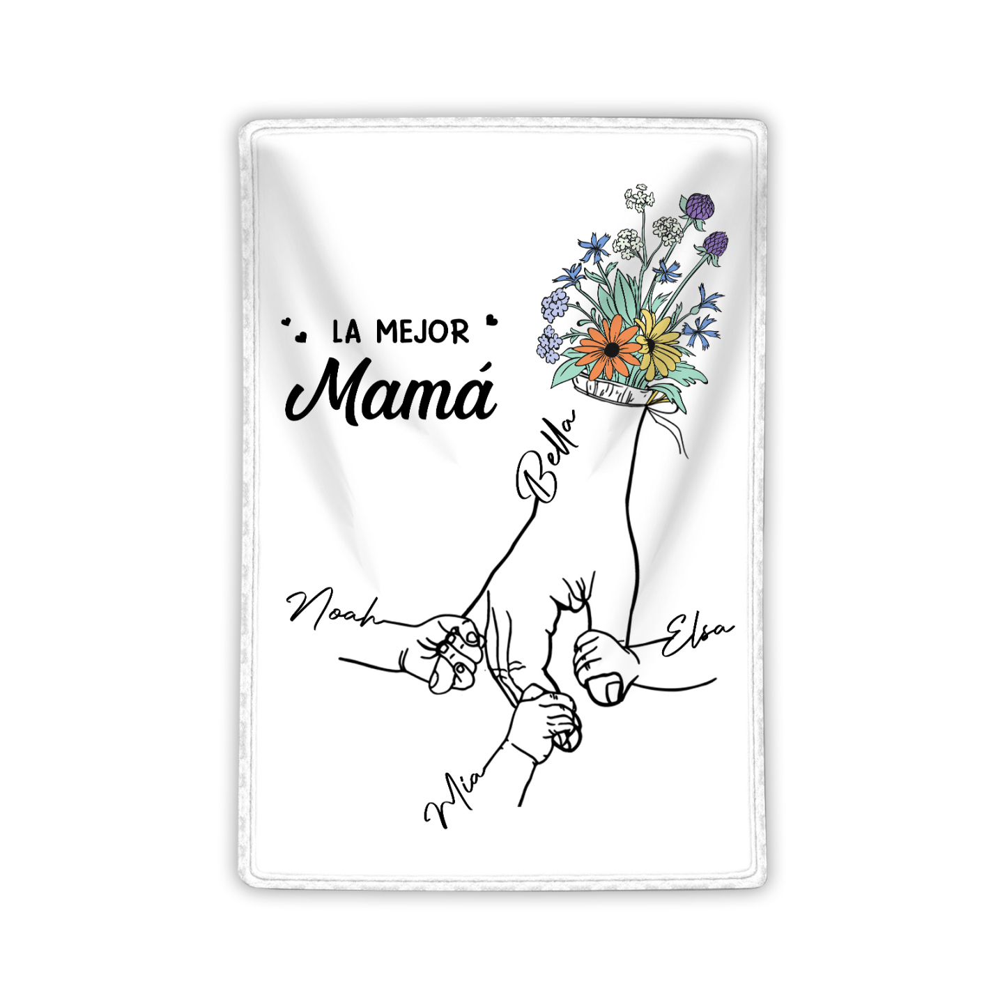 A mi mamá-Manta de buen calidad mano con mano y personalizada con 4 nombres | Jessemade