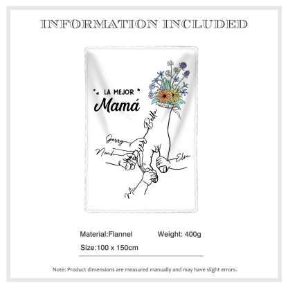 A mi mamá-Manta de buen calidad mano con mano y personalizada con 5 nombres | Jessemade
