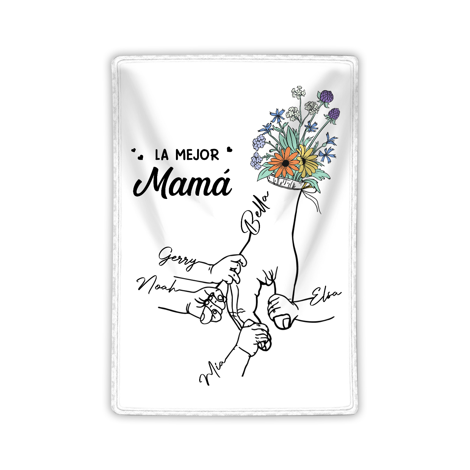 A mi mamá-Manta de buen calidad mano con mano y personalizada con 5 nombres | Jessemade