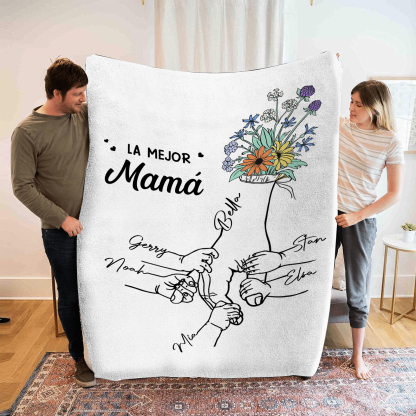 A mi mamá-Manta de buen calidad mano con mano y personalizada con 6 nombres | Jessemade