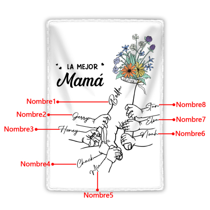 A mi mamá-Manta de buen calidad mano con mano y personalizada con 8 nombres | Jessemade