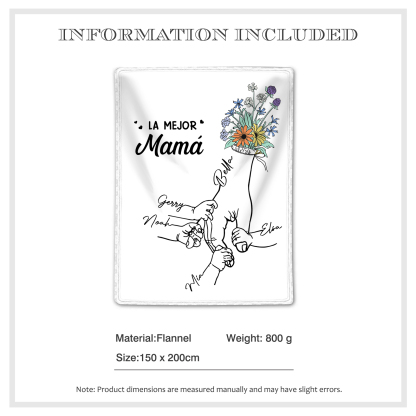 A mi mamá-Manta de buen calidad mano con mano y personalizada con 5 nombres | Jessemade