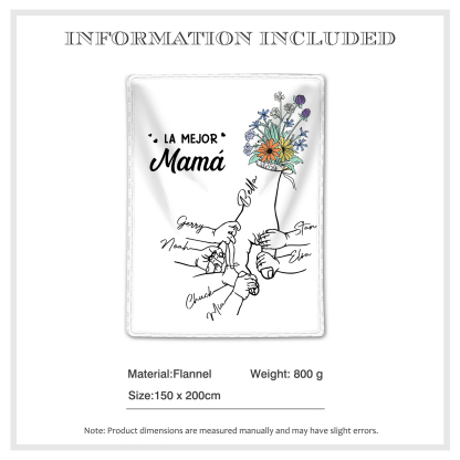 A mi mamá-Manta de buen calidad mano con mano y personalizada con 7 nombres | Jessemade