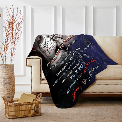 Pareja-Manta para pareja esqueletos abrazados 2 nombres personalizados | Jessemade