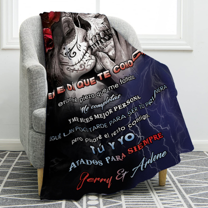 Pareja-Manta para pareja esqueletos abrazados 2 nombres personalizados | Jessemade
