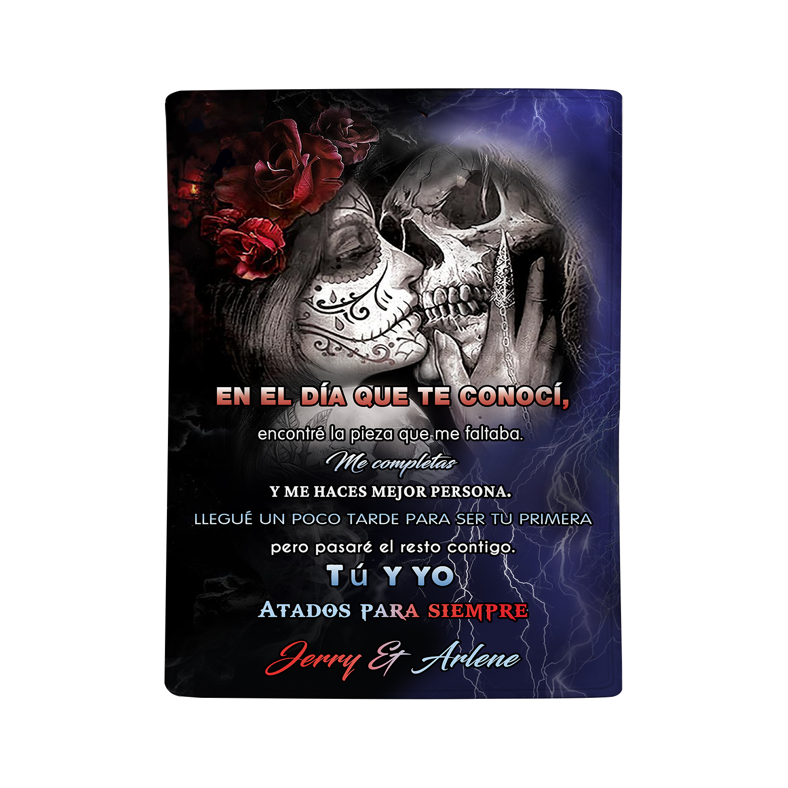 Pareja-Manta para pareja esqueletos abrazados 2 nombres personalizados | Jessemade