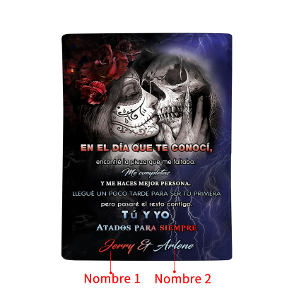 Pareja-Manta para pareja esqueletos abrazados 2 nombres personalizados | Jessemade