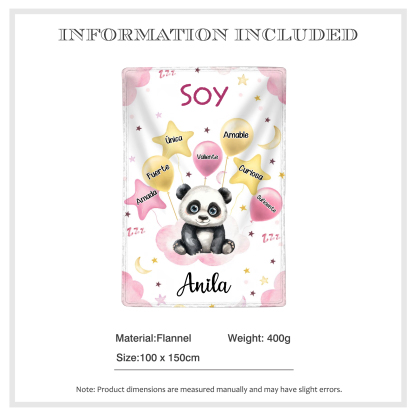 Manta rosa de buen calidad para niño con animales personalizada con 1 nombre | Jessemade