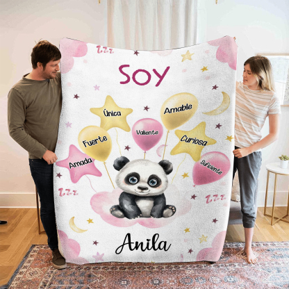 Manta rosa de buen calidad para niño con animales personalizada con 1 nombre | Jessemade