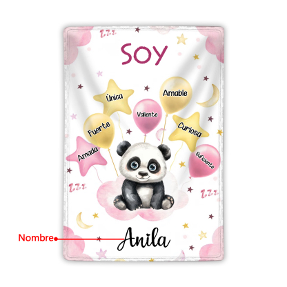 Manta rosa de buen calidad para niño con animales personalizada con 1 nombre | Jessemade