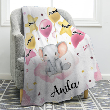 Manta rosa de buen calidad para niño con animales personalizada con 1 nombre | Jessemade