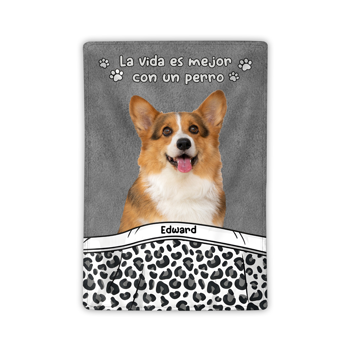Manta de buen calidad para amantes de los perros 1 nombre y foto personalizados | Jessemade
