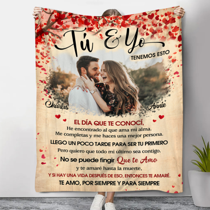 Manta Personalizada para Parejas con Nombres y Foto | Jessemade ES