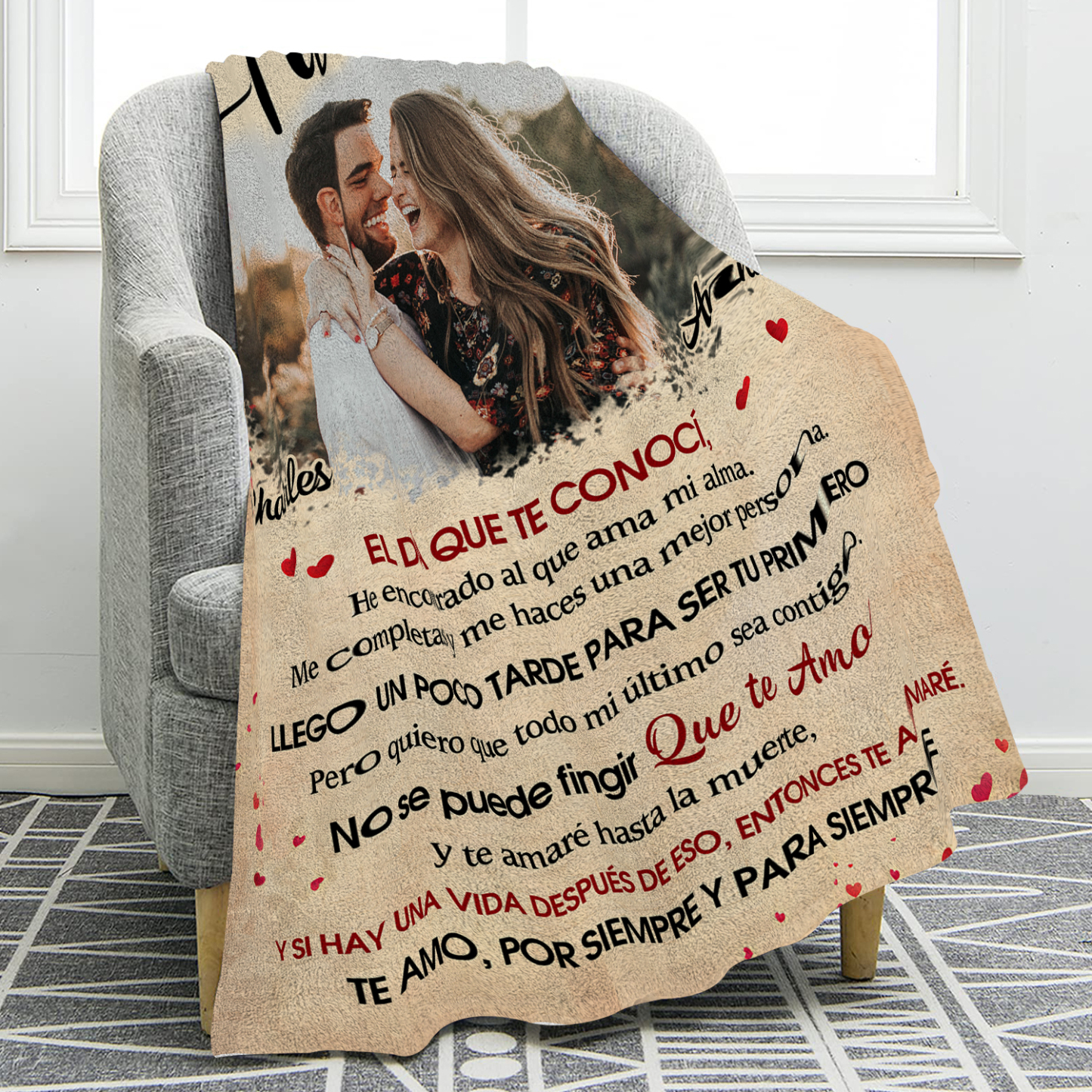 Pareja-Manta para pareja con frases amorosos 2 nombres y foto personalizados | Jessemade