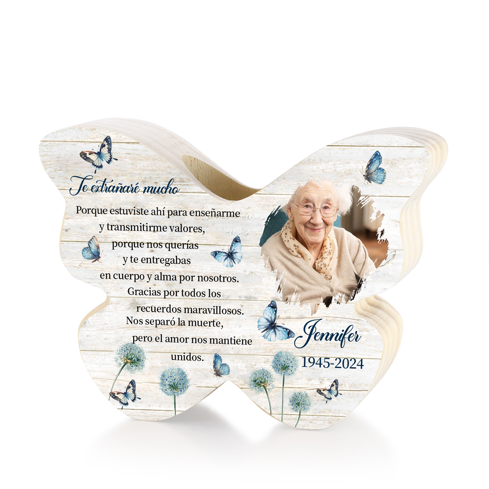 Candelero de mariposa en memoria de ser querido de madera nombre, foto y años personalizados sin vela | Jessemade