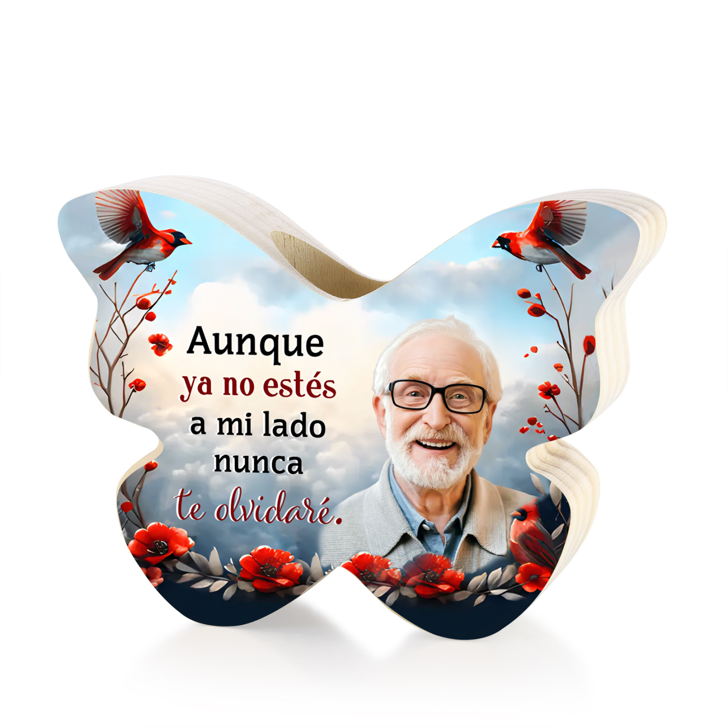 Candelero de madera de mariposa en memoria de ser querido foto personalizada sin vela | Jessemade