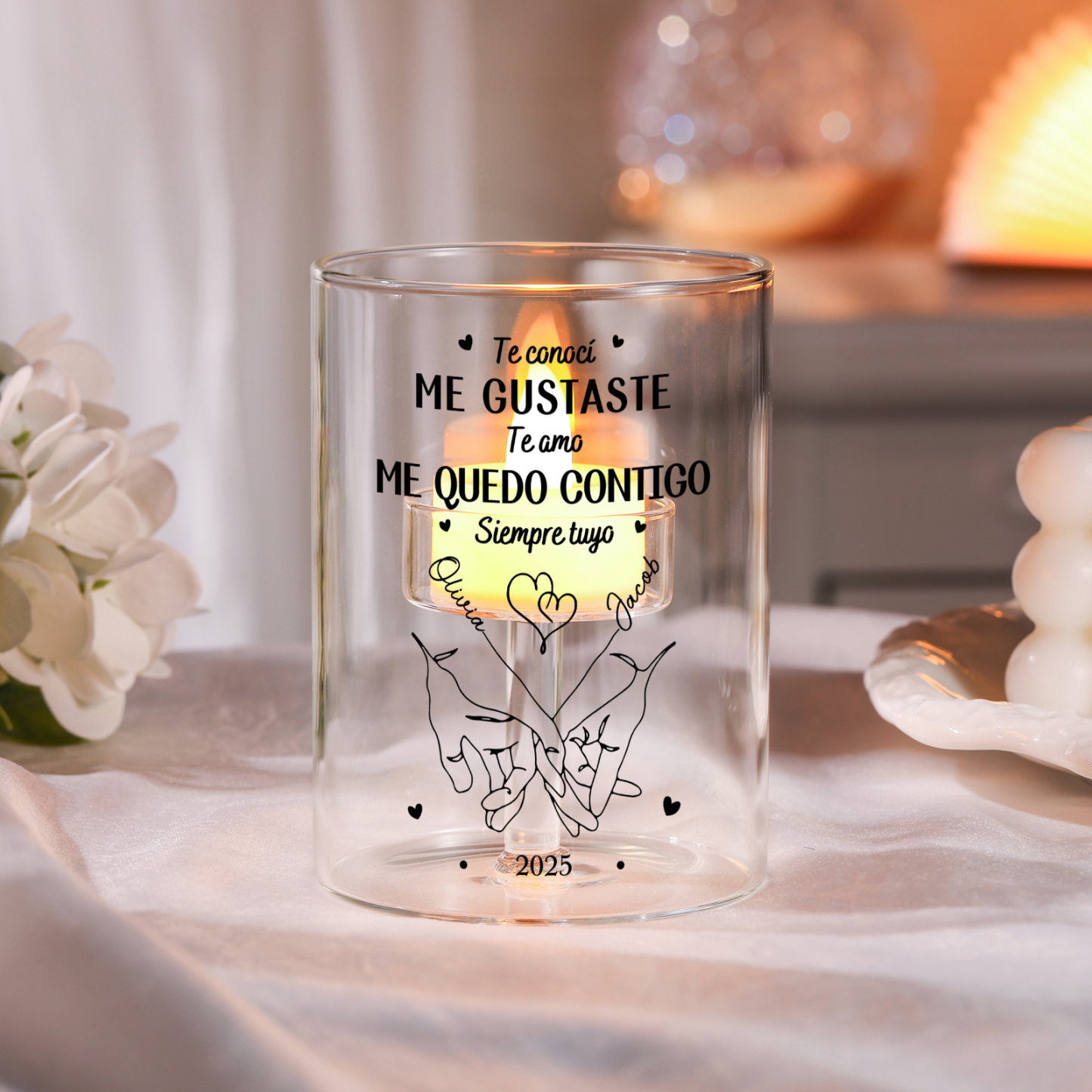 Vela LED personalizada para pareja «Promesa del meñique»