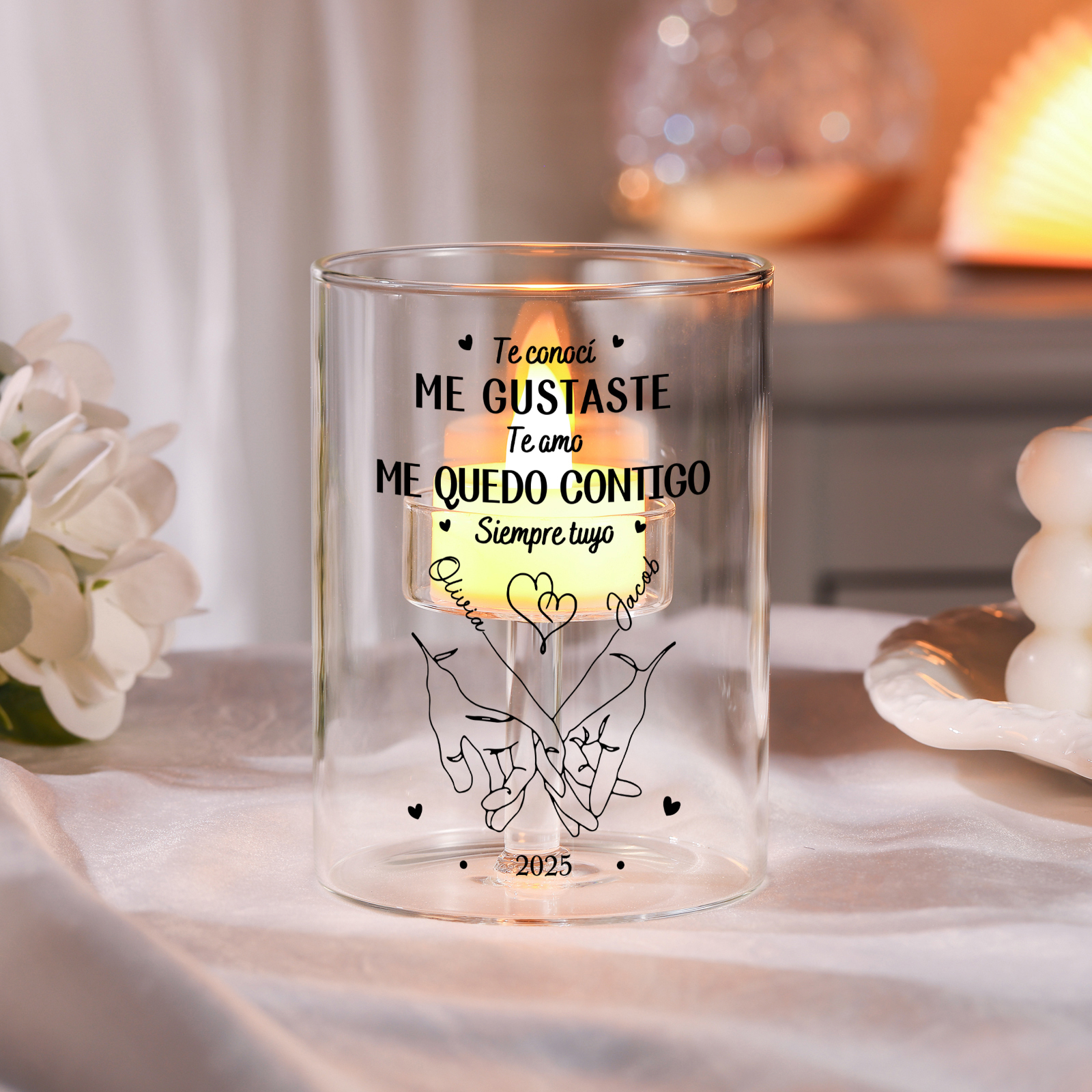 Vela LED personalizada para pareja «Promesa del meñique»