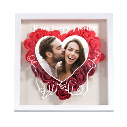 Pareja-Adorno de madera de rosas personalizado con 2 nombres, foto y texto | Jessemade