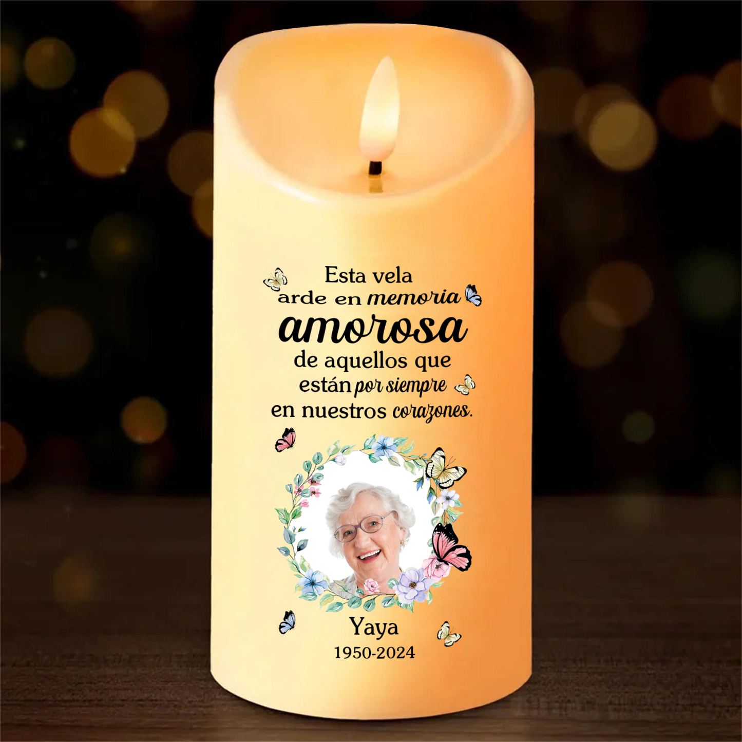 Vela electrónica en memoria de ser querido nombre, foto y años personalizados | Jessemade
