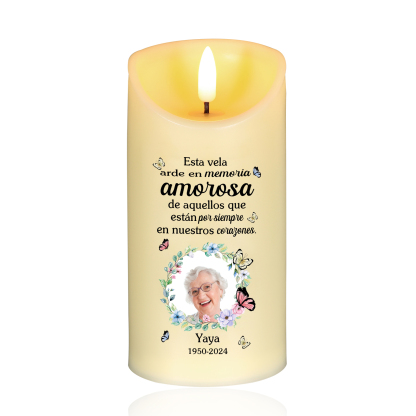 Vela electrónica en memoria de ser querido nombre, foto y años personalizados | Jessemade