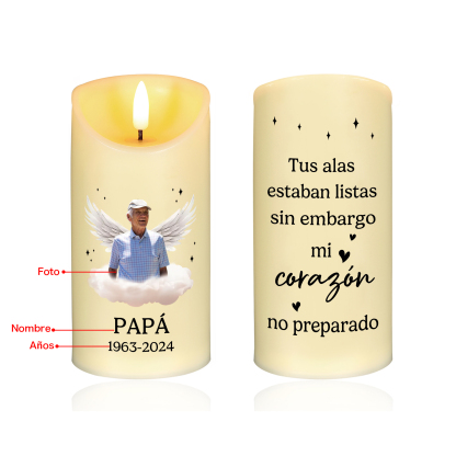 Vela electrónica en memoria de ser querido nombre, foto y años personalizados | Jessemade