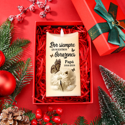 Vela electrónica con mariposas en memoria de ser querido nombre, foto y años personalizados | Jessemade