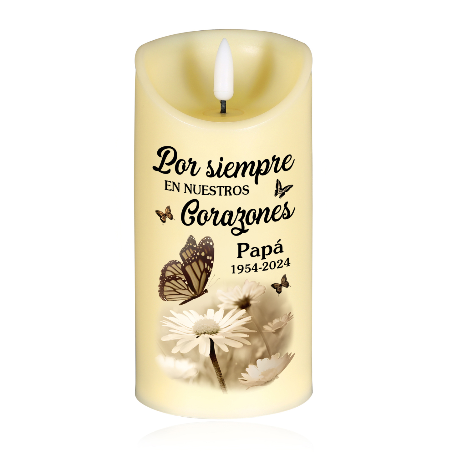 Vela electrónica con mariposas en memoria de ser querido nombre, foto y años personalizados | Jessemade