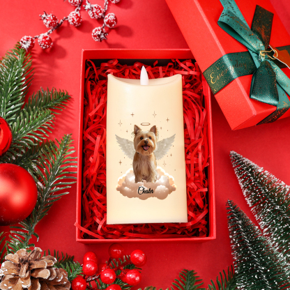 Vela electrónica con alas en memoria de mascota nombre y foto personalizados | Jessemade