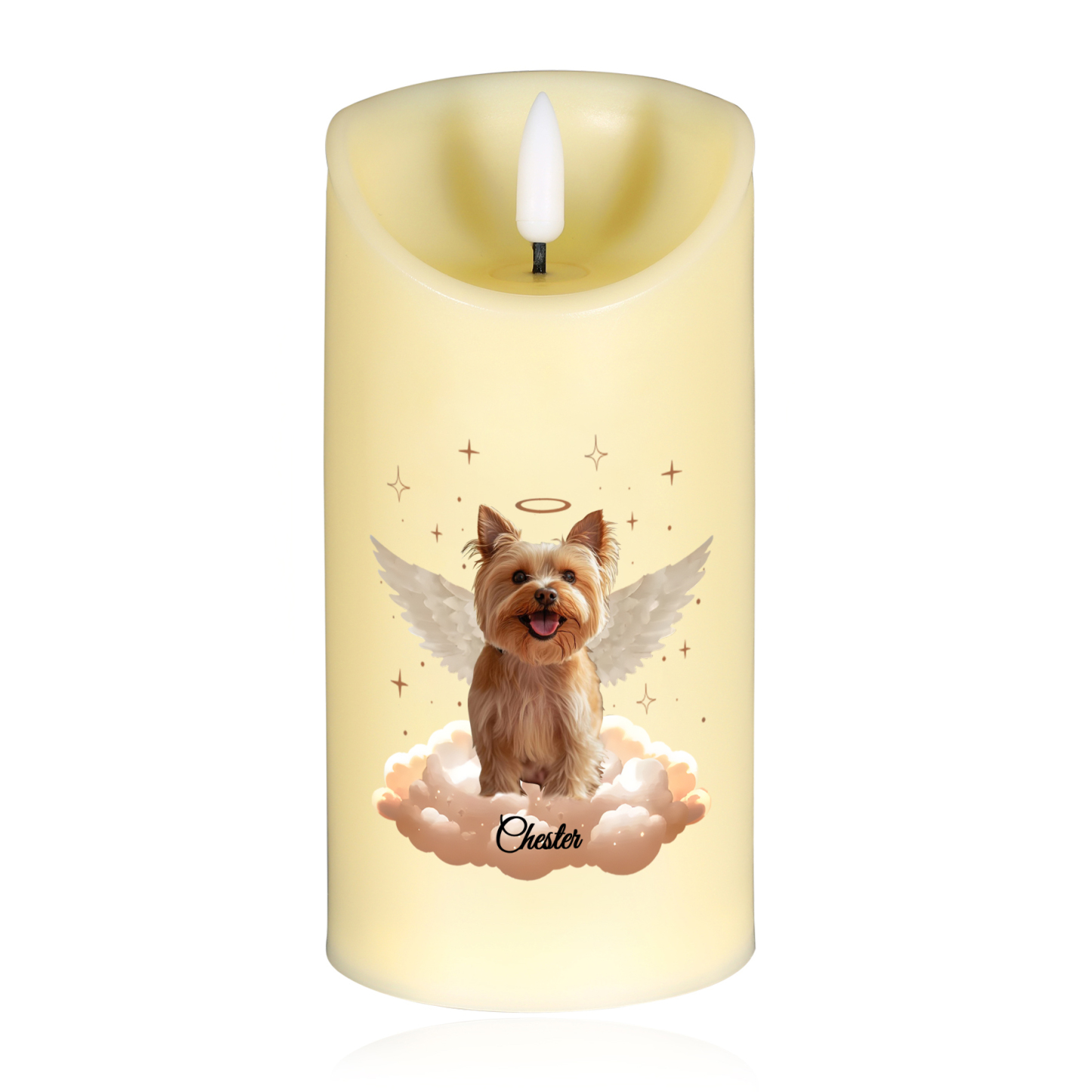 Vela electrónica con alas en memoria de mascota nombre y foto personalizados | Jessemade