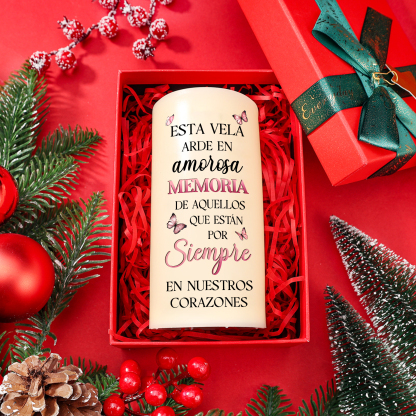 Vela electrónica con mariposas rosas en memoria de ser querido nombre, foto y años personalizados | Jessemade