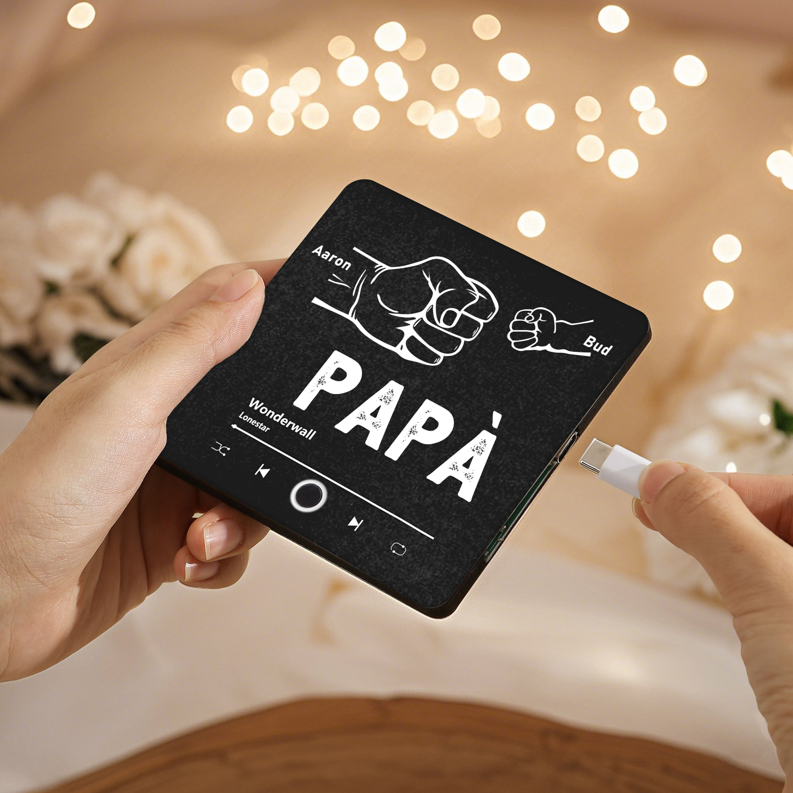 Papá-Pegatina para nevera "music player" puño con puño con 2-5 nombres, texto y música personalizados | Jessemade