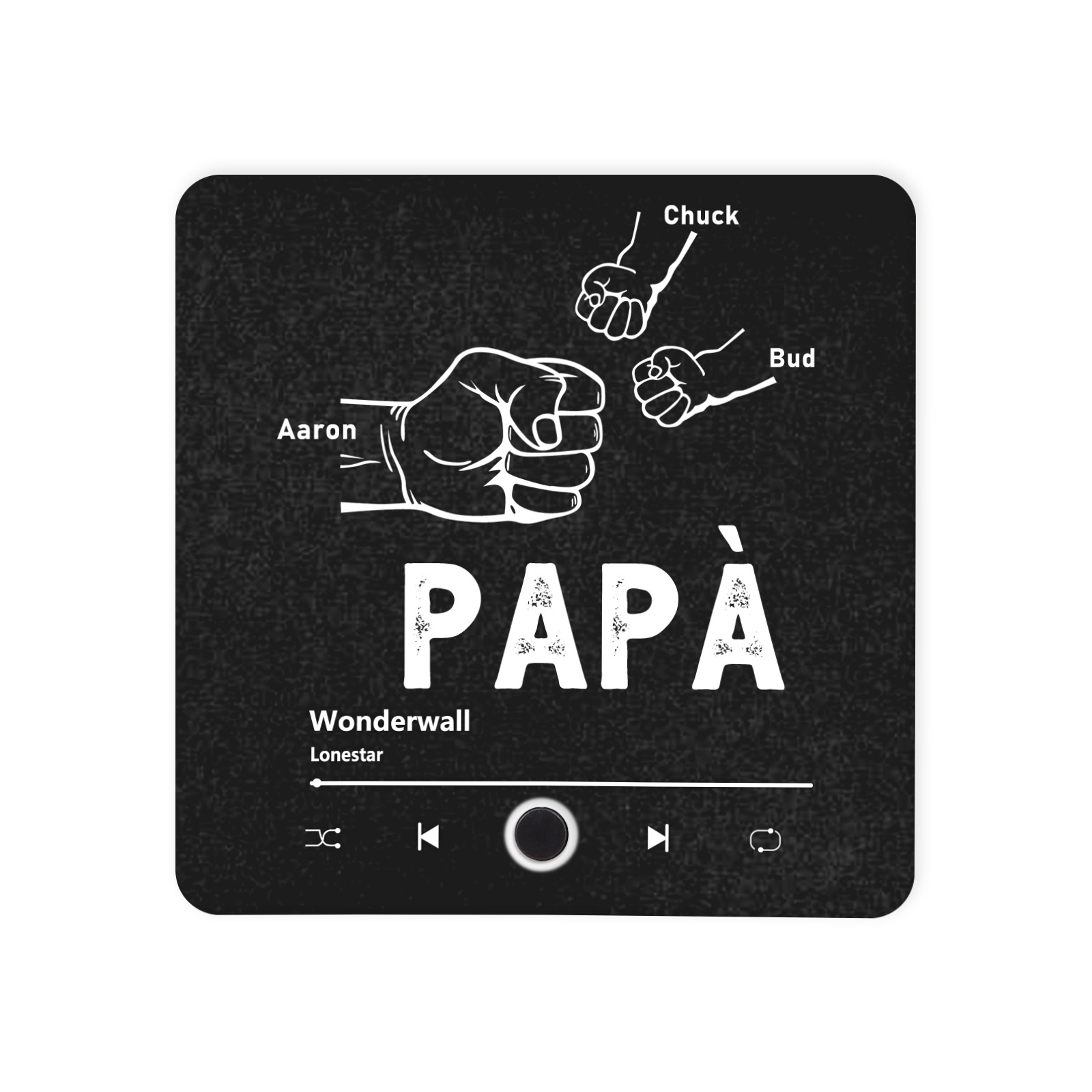 Papá-Pegatina para nevera "music player" puño con puño con 2-5 nombres, texto y música personalizados | Jessemade