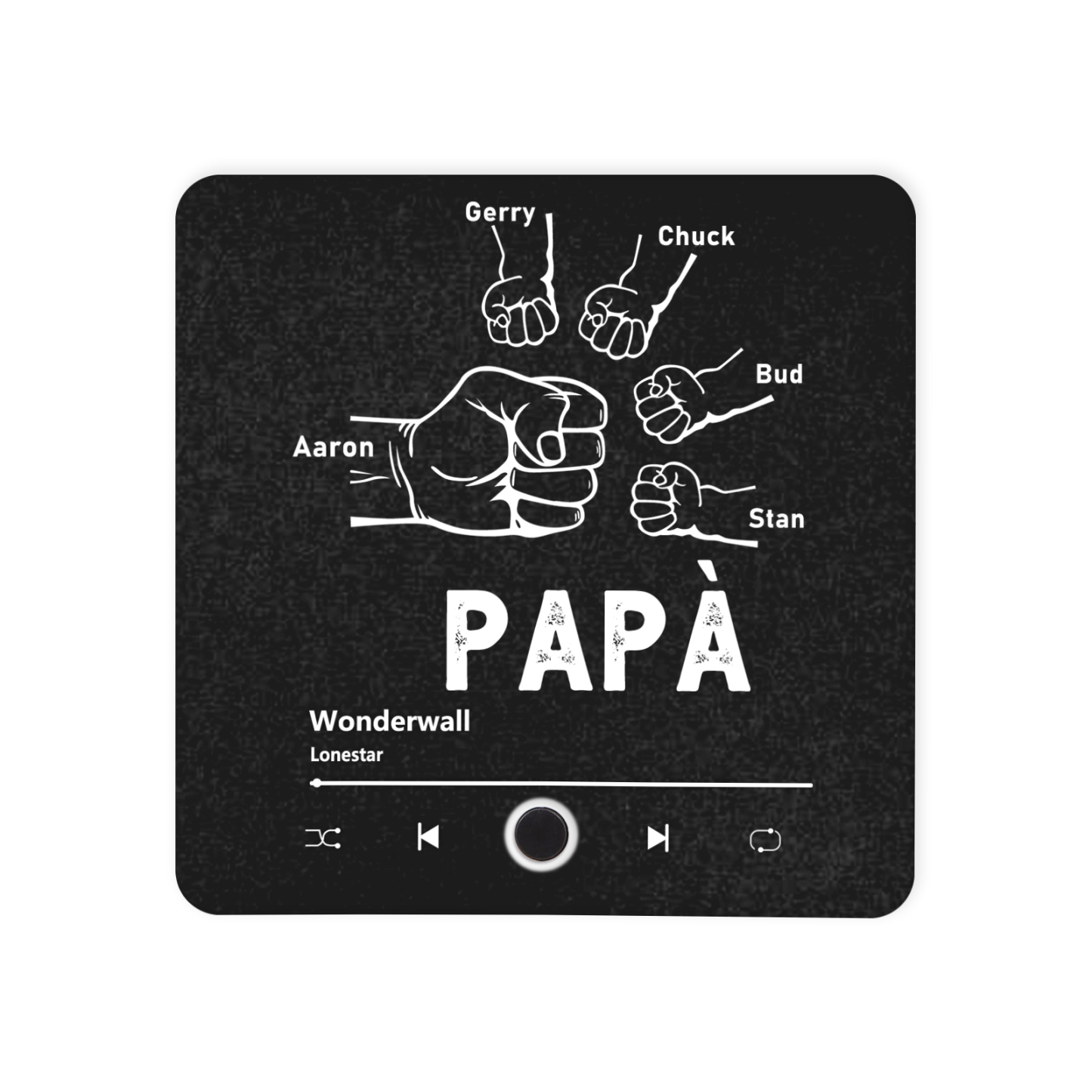 Papá-Pegatina para nevera "music player" puño con puño con 2-5 nombres, texto y música personalizados | Jessemade