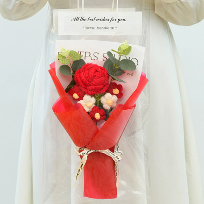 Handcrafted Yarn Flower Bouquet – Rose&Sunflower&Carnation Gift for Mum or Loved One | Jessemade