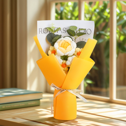 Handcrafted Yarn Flower Bouquet – Rose&Sunflower&Carnation Gift for Mum or Loved One | Jessemade