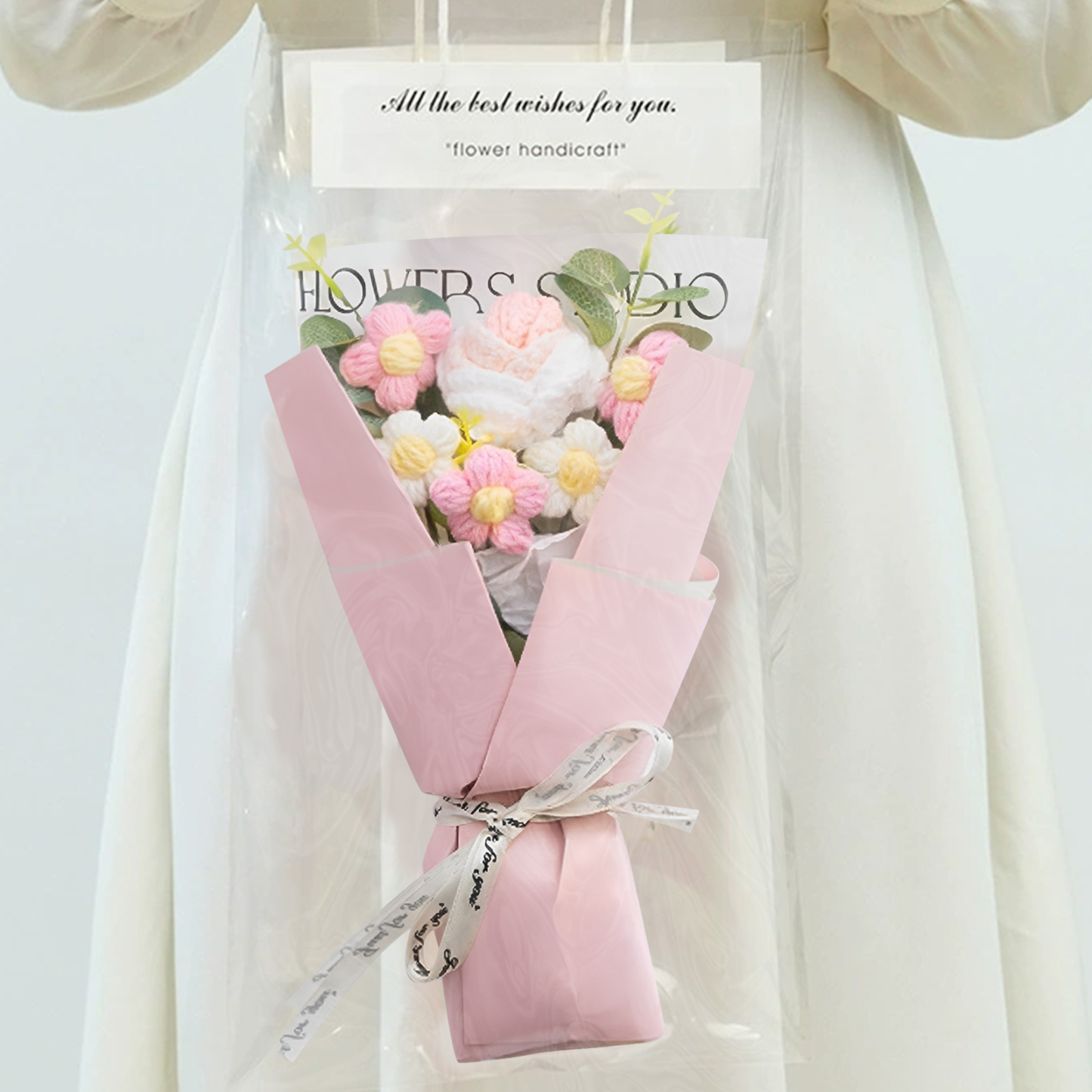 Handcrafted Yarn Flower Bouquet – Rose&Sunflower&Carnation Gift for Mum or Loved One | Jessemade