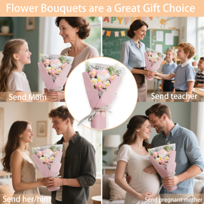 Handcrafted Yarn Flower Bouquet – Rose&Sunflower&Carnation Gift for Mum or Loved One | Jessemade