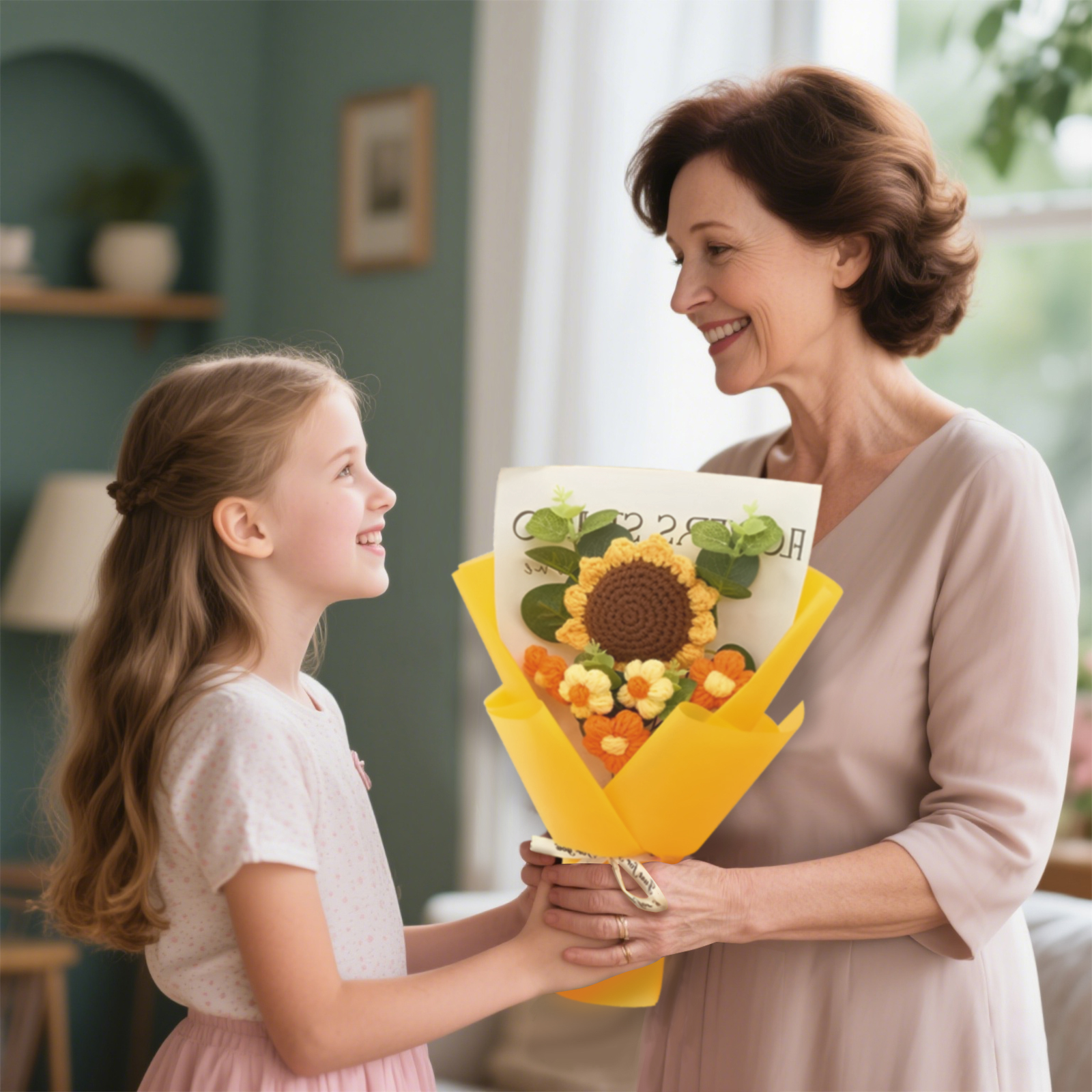 Handcrafted Yarn Flower Bouquet – Rose&Sunflower&Carnation Gift for Mum or Loved One | Jessemade