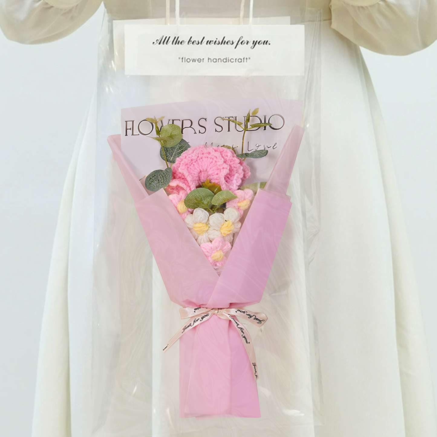 Handcrafted Yarn Flower Bouquet – Rose&Sunflower&Carnation Gift for Mum or Loved One | Jessemade