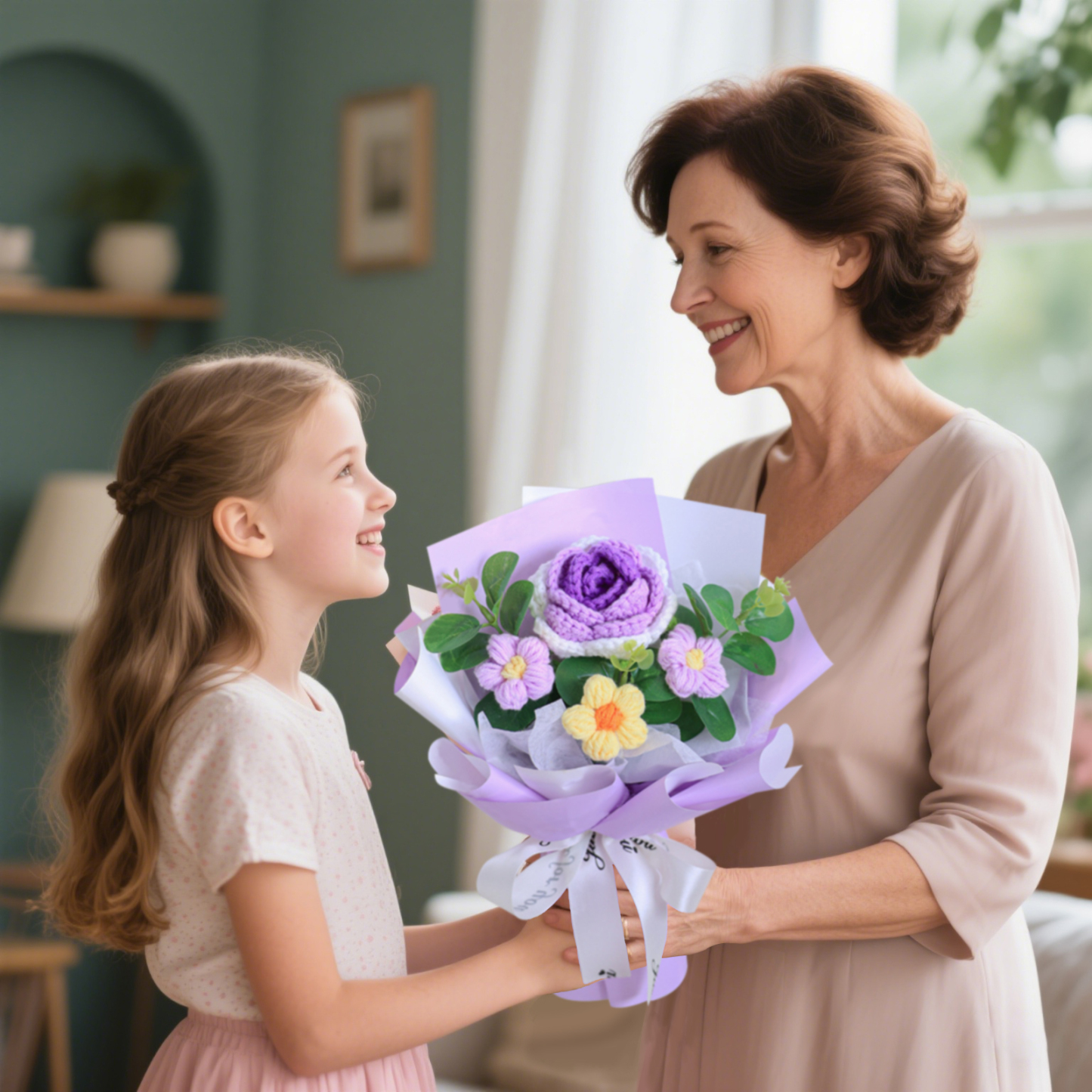 "You Are Sunshine" Knitted Yarn Rose Bouquet – Handmade Gift with Gift Bag | Jessemade