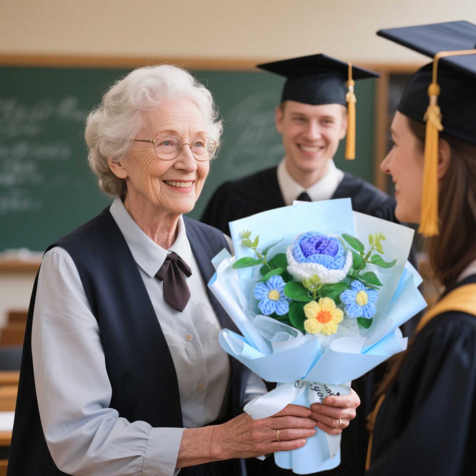 "You Are Sunshine" Knitted Yarn Rose Bouquet – Handmade Gift with Gift Bag | Jessemade