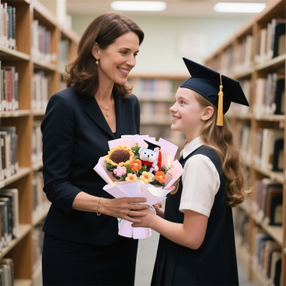 Graduation Teddy Bear Bouquet – Crochet Flower Gift with Cap and Scroll | Jessemade