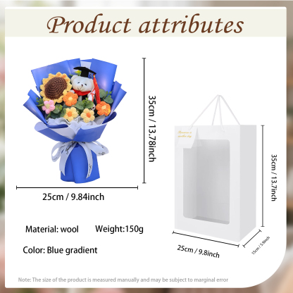 Graduation Teddy Bear Bouquet – Crochet Flower Gift with Cap and Scroll | Jessemade