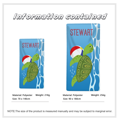 Toallas de Playa con Animales del Mar Personalizadas con 1 Nombre
