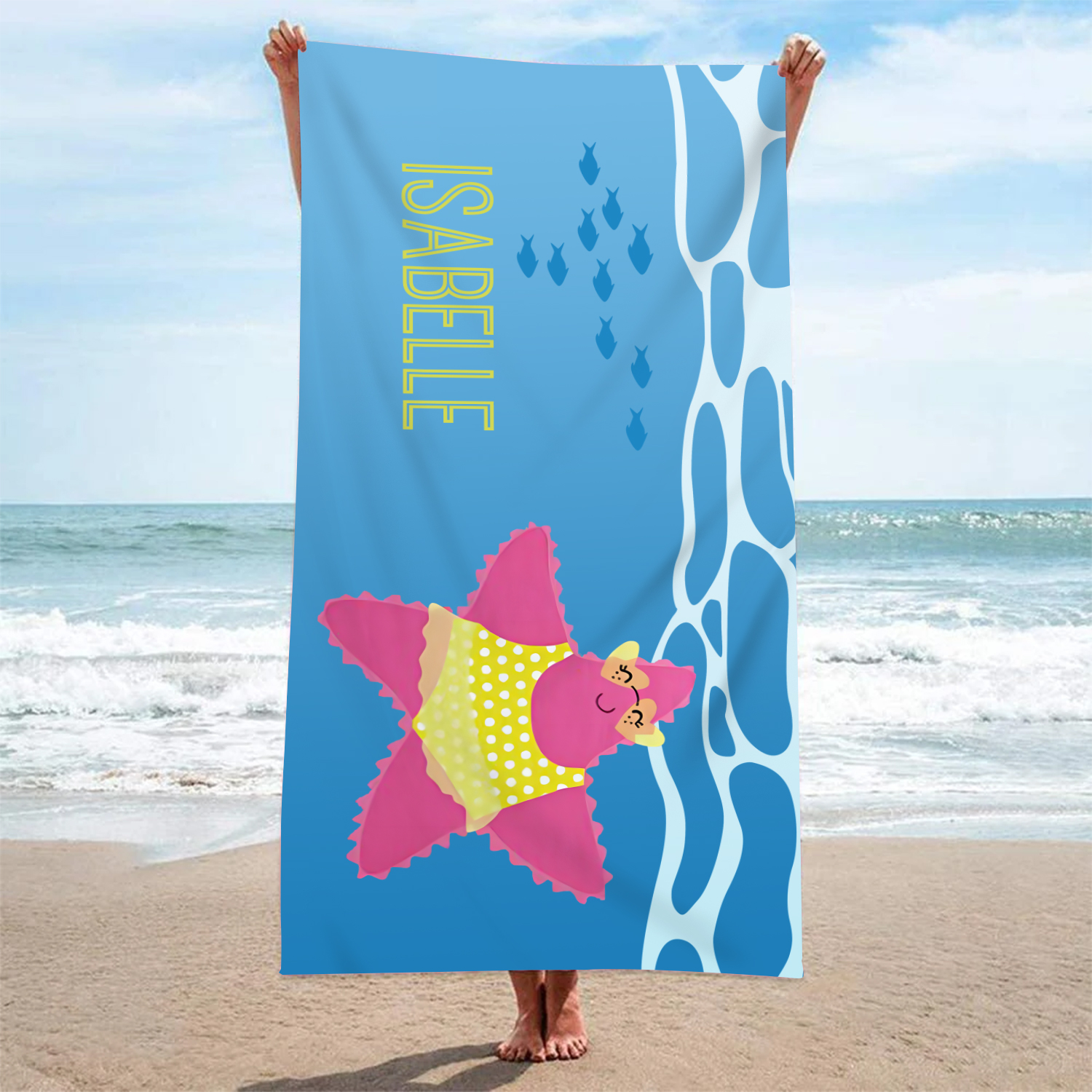 Toallas de Playa con Animales del Mar Personalizadas con 1 Nombre