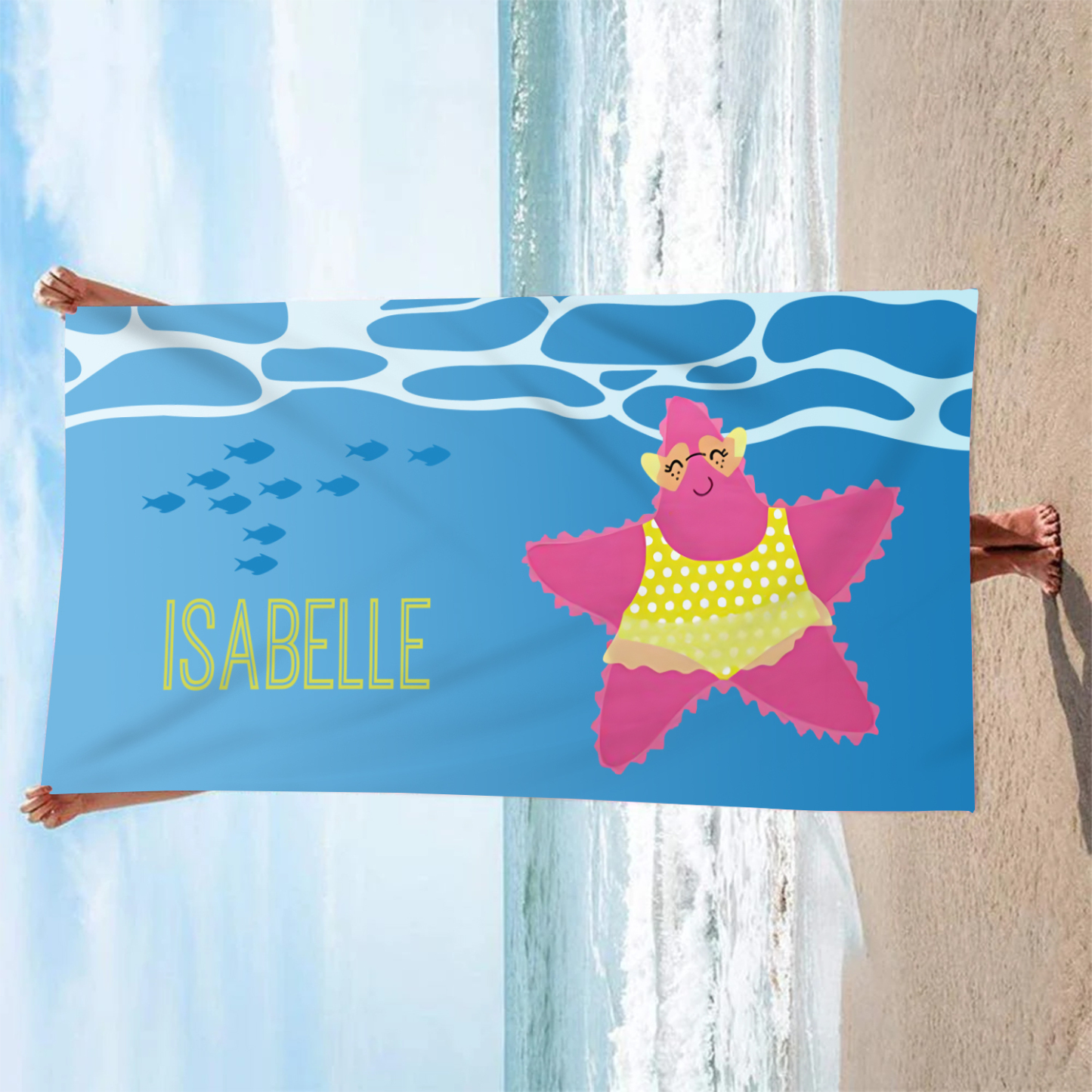 Toallas de Playa con Animales del Mar Personalizadas con 1 Nombre